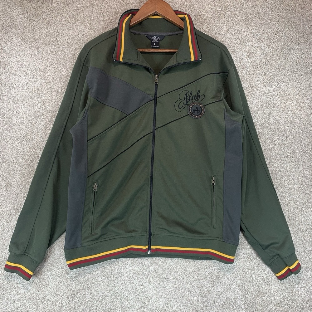 Alab Y2K Zip‎ Up Jacket Men's L Army Green Crest Collegiate Logo